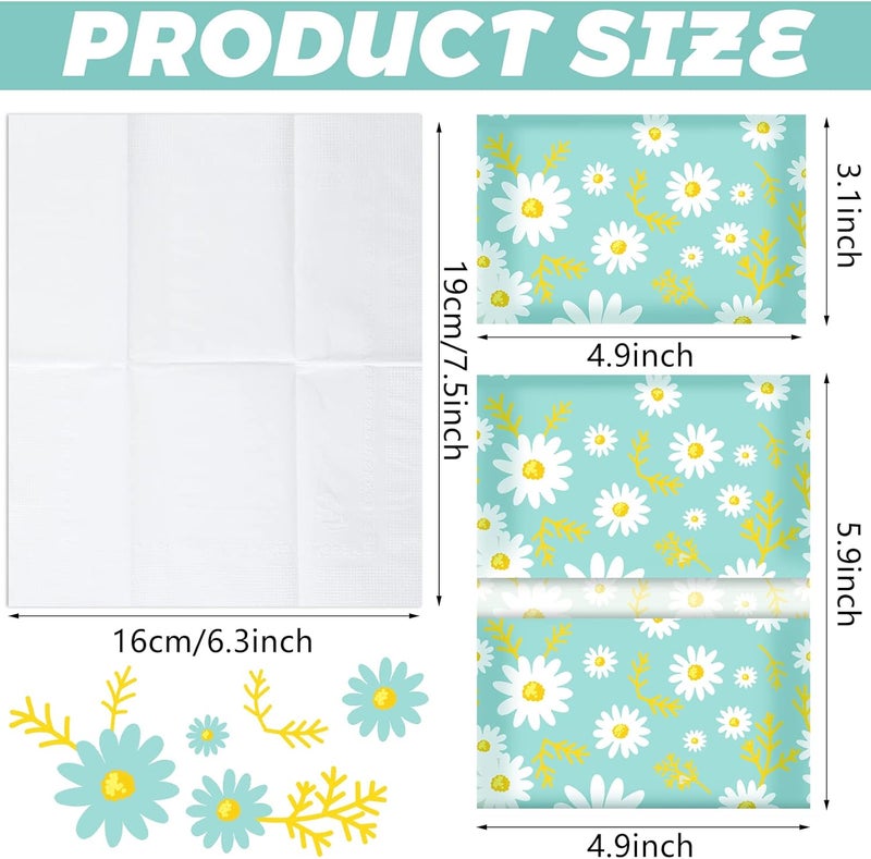 Geyee 50 Packs Tissue Travel Size Facial Paper Napkins Travel Packs Disposable Pocket Tissues for Wedding Guest Traveling School Purse Home Supplies, 500 Sheets 3 Ply(Daisy) - Image 2